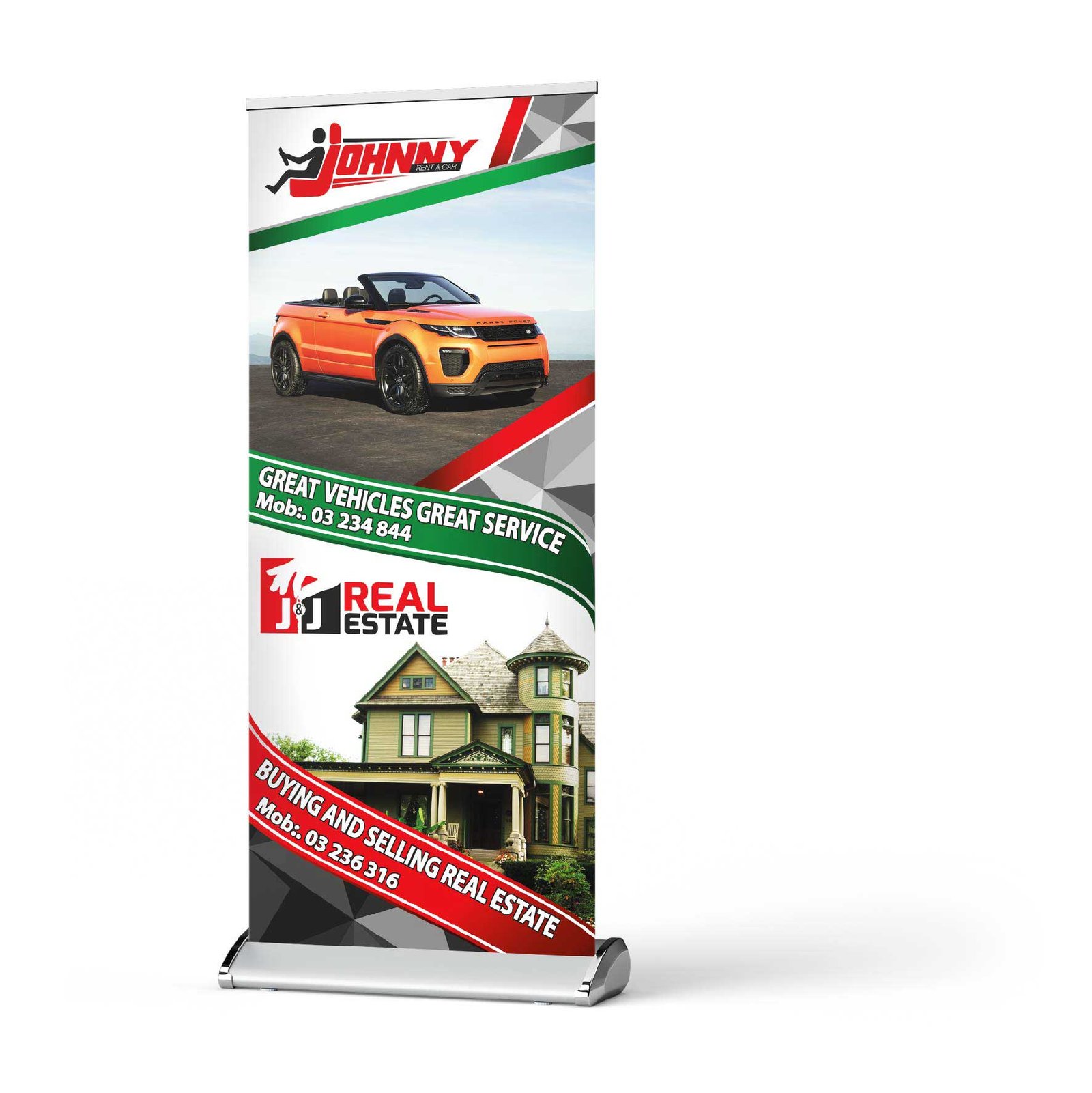 Roll up banner for advertising purposes